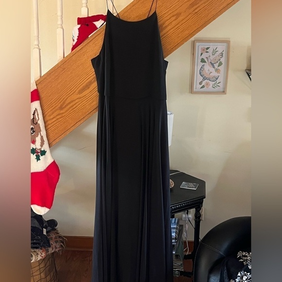 Jenny Yoo Black Floor Length Halter Dress - Picture 1 of 4